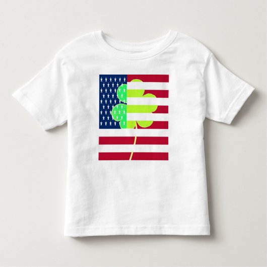 アイリッシュアメリカ国旗シャムロッククローバーセントパトリック トドラーTシャツ (正面)