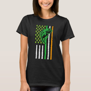 アイリッシュアメリカ国旗魚釣りフィッシュSt patricksダ Tシャツ