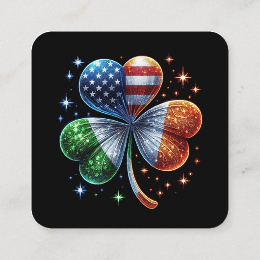 アイリッシュアメリカ国旗ST PATRICKS DAY スクエア名刺 (裏面)