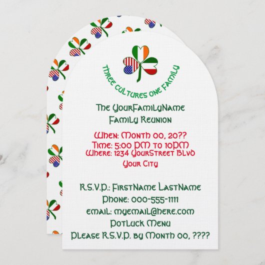 アイリッシュイタリアンアメリカンシャムロックファミリー懇親会 招待状 (正面/裏面)