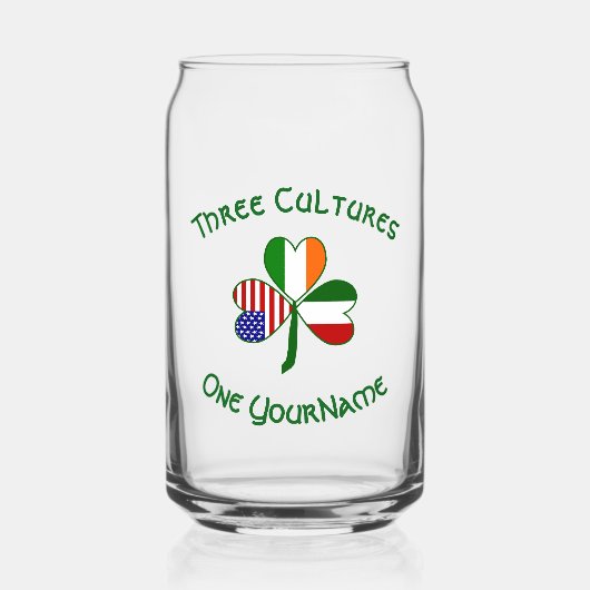 アイリッシュイタリアンアメリカン・シャムロパーソナライズされたック ガラス缶 (正面)