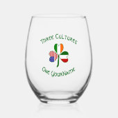 アイリッシュイタリアンアメリカン・シャムロパーソナライズされたック ステムなしワイングラス (正面)