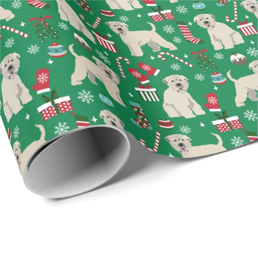 アイリッシュウィートテリアクリスマスドッグ ラッピングペーパー (ロールコーナー)