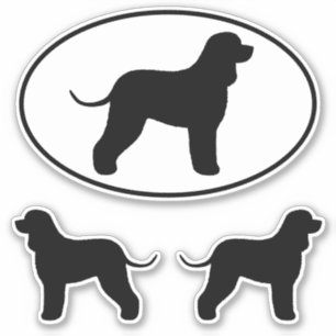 アイリッシュウォータースパニエル犬シルエットビニールステッカーセット シール