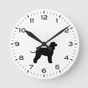 アイリッシュウォータースパニエル犬ドッグブリードシルエット ラウンド壁時計