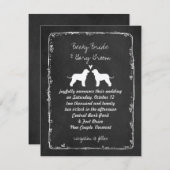 アイリッシュウォータースパニエル犬結婚シルエットの日付 招待状 (正面/裏面)