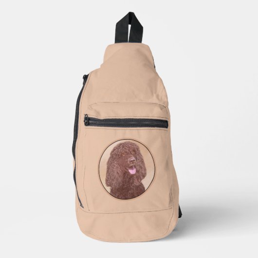 アイリッシュウォータースパニエル犬絵を描IWSのオリジナルドッグアート スリングバッグ (正面)