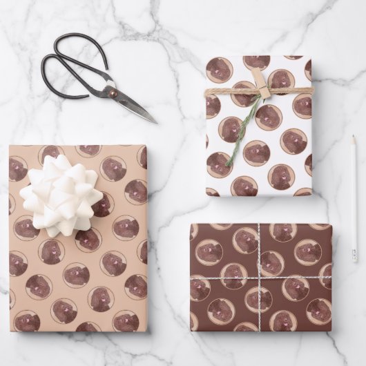 アイリッシュウォータースパニエル犬絵を描IWSのオリジナルドッグアート ラッピングペーパーシート (正面)