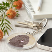 アイリッシュウォーター絵画スパニエル犬ズ – オリジナルドッグアート キーホルダー (正面右)