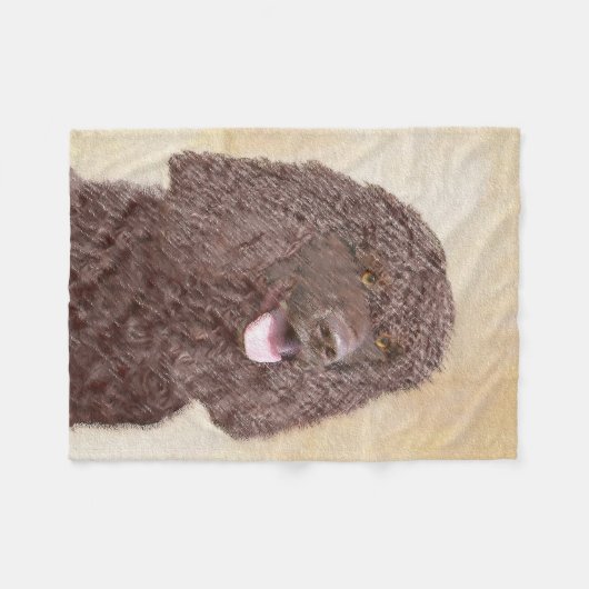 アイリッシュウォーター絵画スパニエル犬ズ – オリジナルドッグアート フリースブランケット (正面(横))