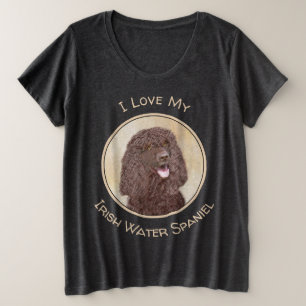 アイリッシュウォーター絵画スパニエル犬ズ – オリジナルドッグアート プラスサイズTシャツ