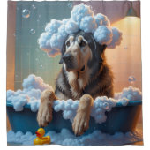 アイリッシュウルフハウンドスロッピースリーピーカワイイおもしろいー シャワーカーテン (正面)