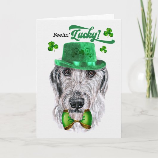 アイリッシュウルフハウンドフィリンラッキーな聖パトリックの日 シーズンカード (正面)