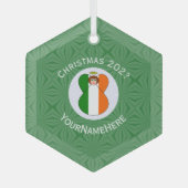 アイリッシュエンジェルクリスマスパーソナライズされた国旗 ガラスオーナメント (正面)