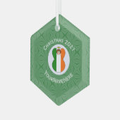 アイリッシュエンジェルクリスマスパーソナライズされた国旗 ガラスオーナメント (正面左)