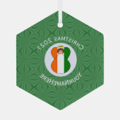 アイリッシュエンジェルクリスマスパーソナライズされた国旗 ガラスオーナメント (裏面)