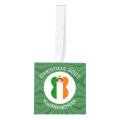 アイリッシュエンジェルクリスマスパーソナライズされた国旗 キューブオーナメント (正面)