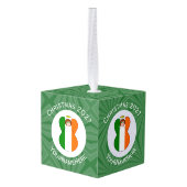 アイリッシュエンジェルクリスマスパーソナライズされた国旗 キューブオーナメント (裏面アングル)