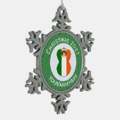 アイリッシュエンジェルクリスマスパーソナライズされた国旗 スノーフレークピューターオーナメント (左)