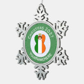 アイリッシュエンジェルクリスマスパーソナライズされた国旗 スノーフレークピューターオーナメント (右)