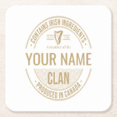 アイリッシュカカスタムナダの家族の氏名 スクエアペーパーコースター (正面)