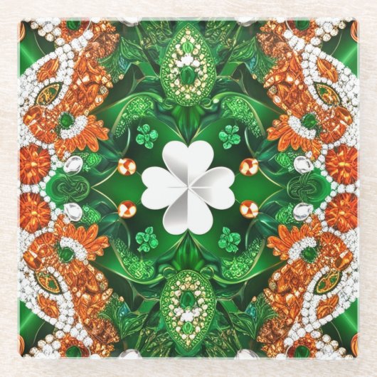 アイリッシュカラーのガラスコースター ガラスコースター (正面)