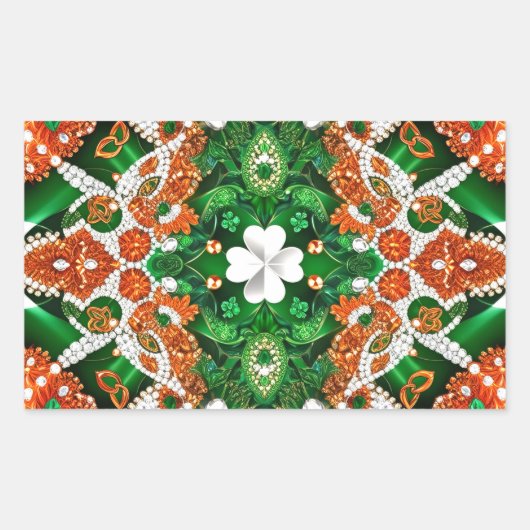 アイリッシュカラーの四角形シール 長方形シール (正面)