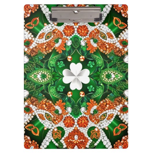 アイリッシュカラークローバーリーフ付き愛国的なクリップボード クリップボード (正面)