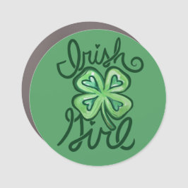 アイリッシュガールグリーンラッキークローバー カーマグネット