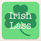 アイリッシュクラスグリーンシャームロックセントパトリックの日パーティー スクエアペーパーコースター (正面)