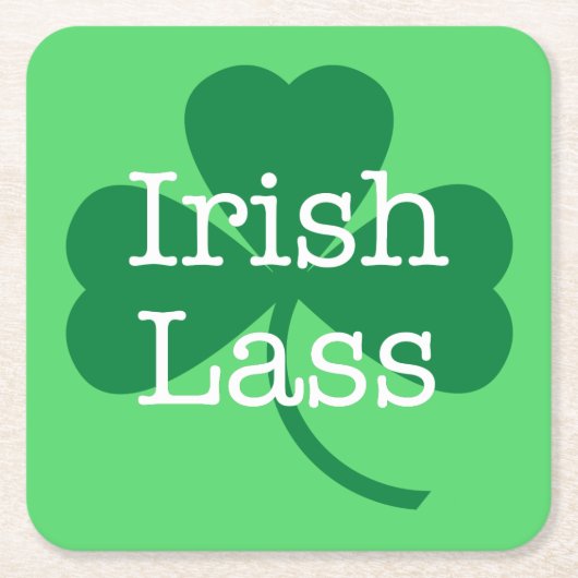 アイリッシュクラスグリーンシャームロックセントパトリックの日パーティー スクエアペーパーコースター (正面)