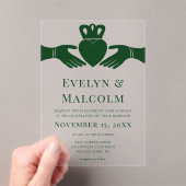 アイリッシュクラダグリングや輪シンプルグラフィックグリーン結婚ズ アクリル招待状 (インサイチュ (ポータブル))