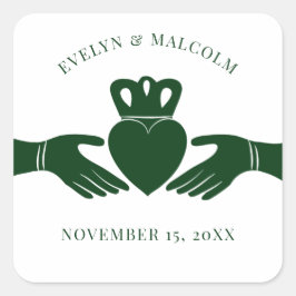 アイリッシュクラダグリングや輪シンプルグラフィックグリーン結婚ズ スクエアシール