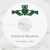 アイリッシュクラダグリングや輪シンプルグラフィックグリーン結婚ズ ワイングラスタグ (正面)