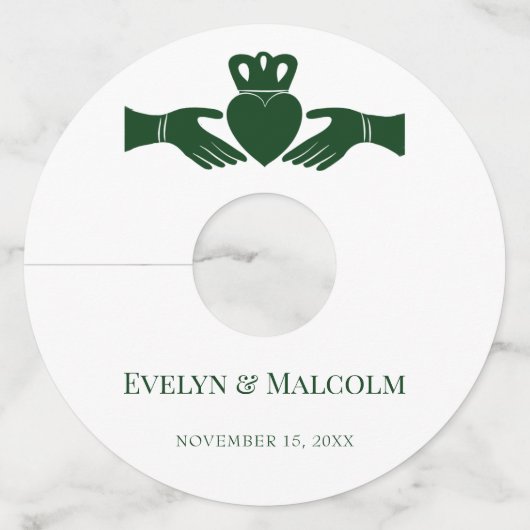 アイリッシュクラダグリングや輪シンプルグラフィックグリーン結婚ズ ワイングラスタグ (正面)