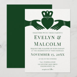 アイリッシュクラダグリングや輪シンプルグラフィックグリーン結婚ズ 招待状