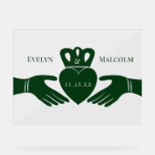 アイリッシュクラダグリングや輪シンプルグラフィックグリーン アクリルサイン (正面)