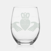 アイリッシュクラダグリングや輪シンプルグラフィックグリーン ステムなしワイングラス (裏面)