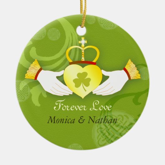 アイリッシュクラダグリングや輪結婚のニューライウェズ写真 セラミックオーナメント (正面)