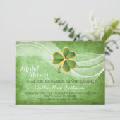 アイリッシュクローバーとベール結婚グリーンブライダルシャワー 招待状 (スタンド正面)