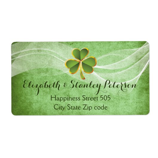 アイリッシュクローバーと白いベール緑色のアイリッシュ結婚ズ ラベル (正面)