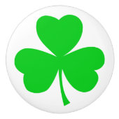 アイリッシュクローバーシャムロックグリーンホワイト セラミックノブ (正面)