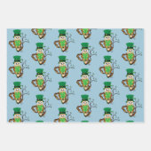 アイリッシュクローバーズアウルグリーン ラッピングペーパーシート (正面)