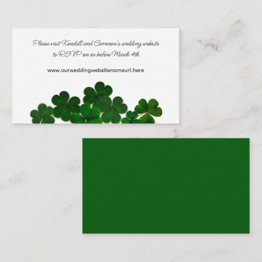 アイリッシュクローバー結婚マーチのWebサイト返信囲い エンクロージャーカード (正面/裏面)