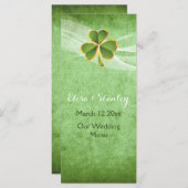 アイリッシュクローバー&結婚ベールのグリーンメニューカード メニュー (正面/裏面)