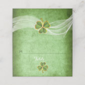 アイリッシュクローバー&結婚ベールの折り畳まれたエスコートカード プレイスカード (外部開封)