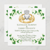 アイリッシュク伝統的ラダグリングや輪アンドシャームロック 招待状 (正面/裏面)