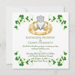 アイリッシュク伝統的ラダグリングや輪アンドシャームロック 招待状