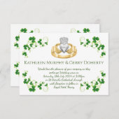 アイリッシュク伝統的ラダグリングや輪アンドシャームロック 招待状 (正面/裏面)