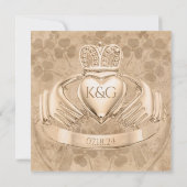 アイリッシュク伝統的ラダグリングや輪シャムロック&ハープ 招待状 (裏面)